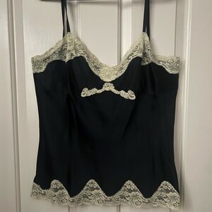 Express Elegant Black and Cream Lace Camisole